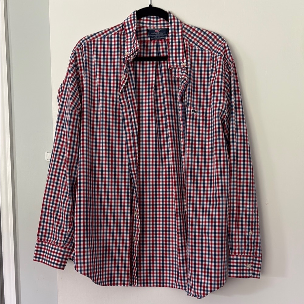 Vineyard Vines Red and Blue Plaid Button Down Shirt